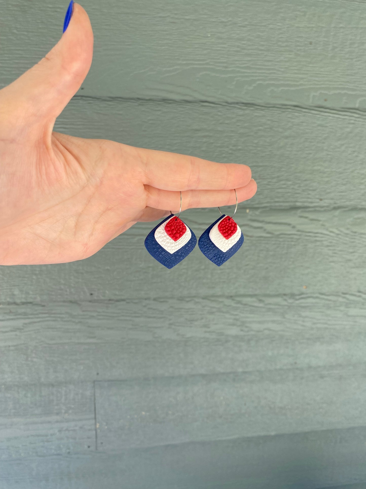 Red White & Blue Teardrop Hoops