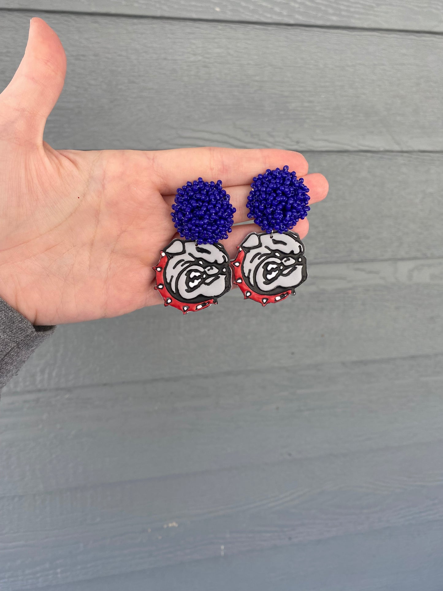 Beaded Bulldog Earring