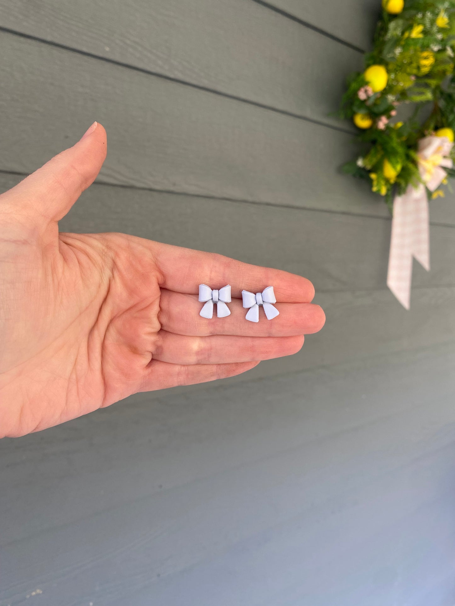 Light Blue 3D Bow Studs
