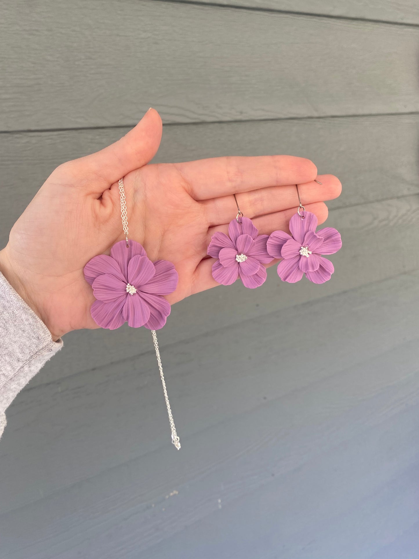 Violet Floral Dangles