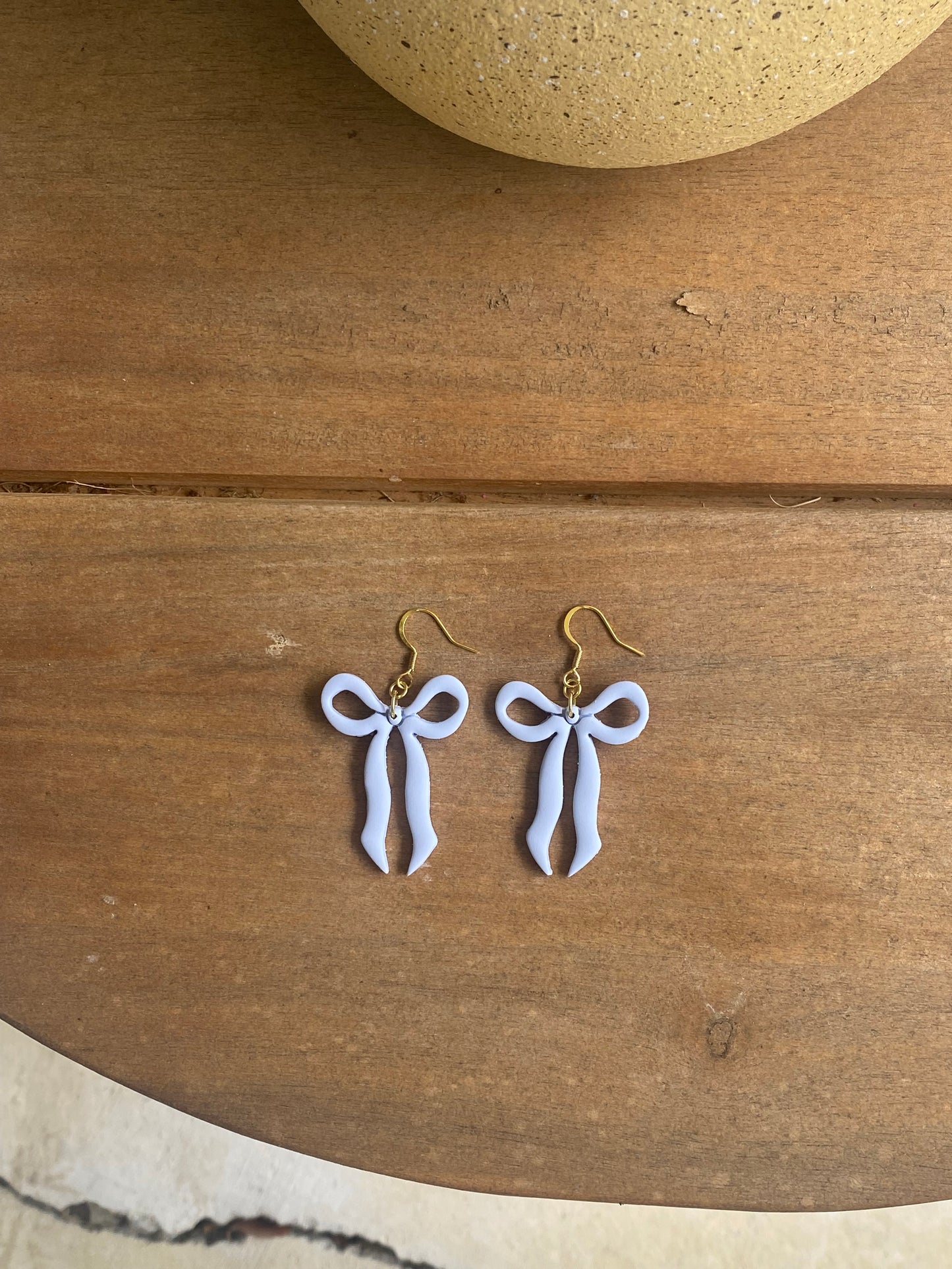Light Blue Ribbon Bow Dangles
