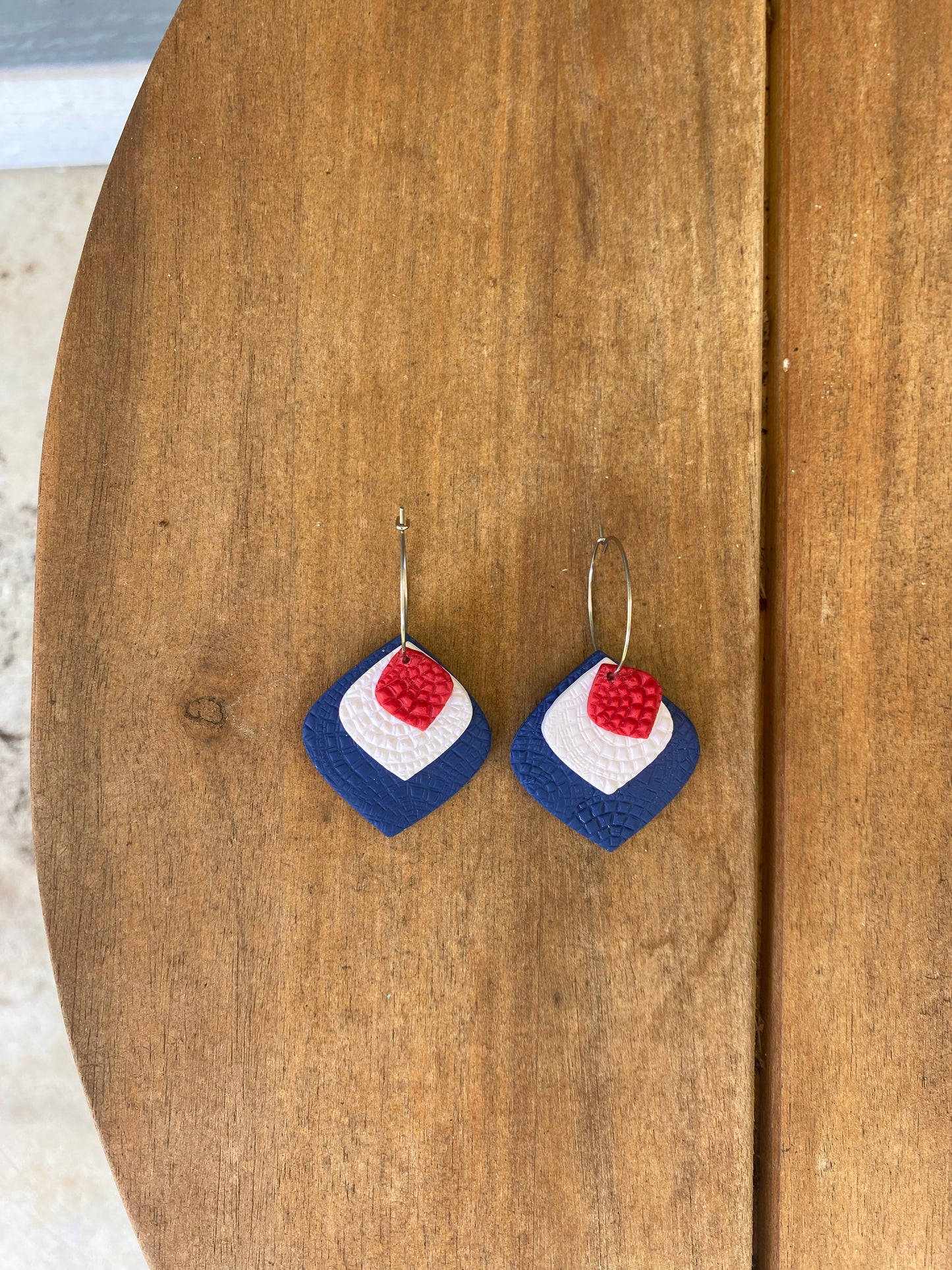 Red White & Blue Teardrop Hoops