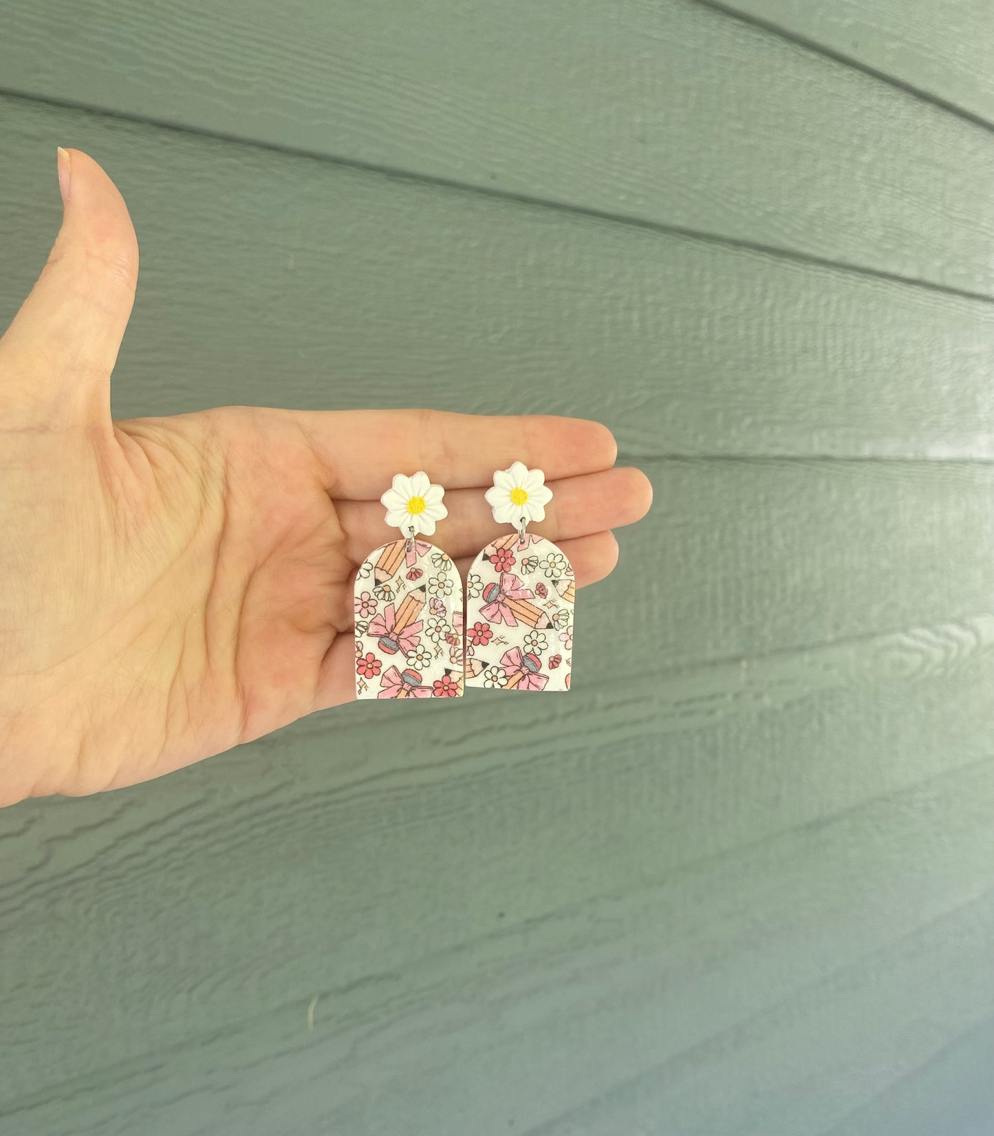 Pencil Pink Bow & Daisy Print Arches
