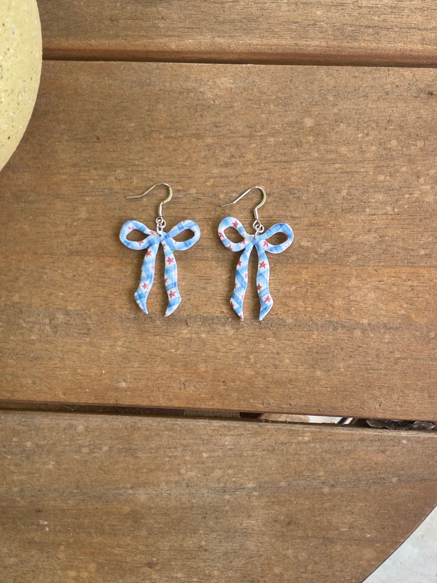 Gingham Ribbon Bow Dangles