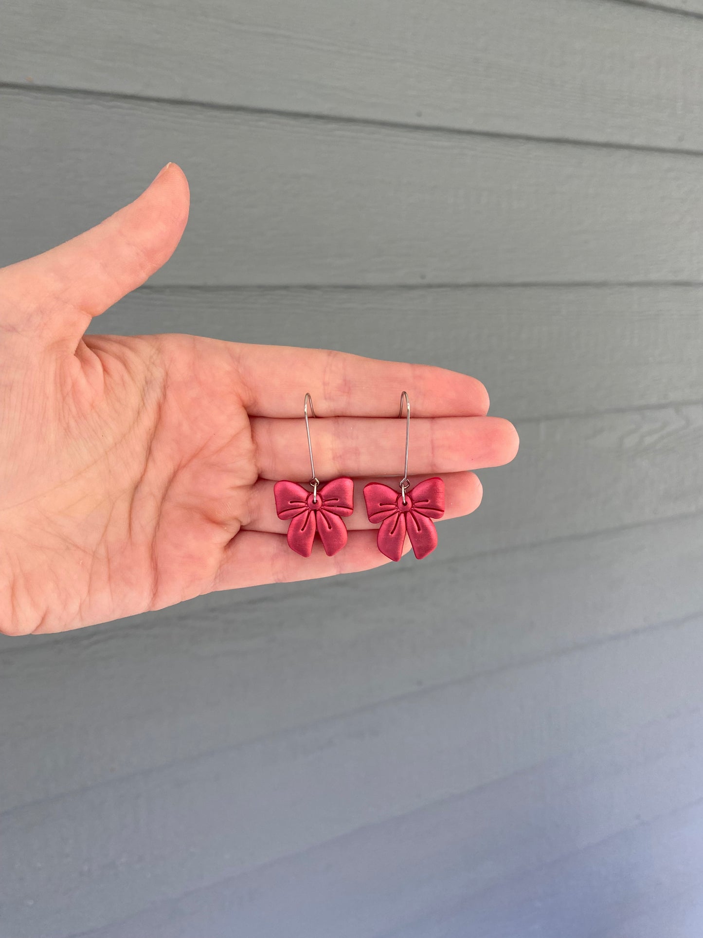 Red Chrome Bow Dangles