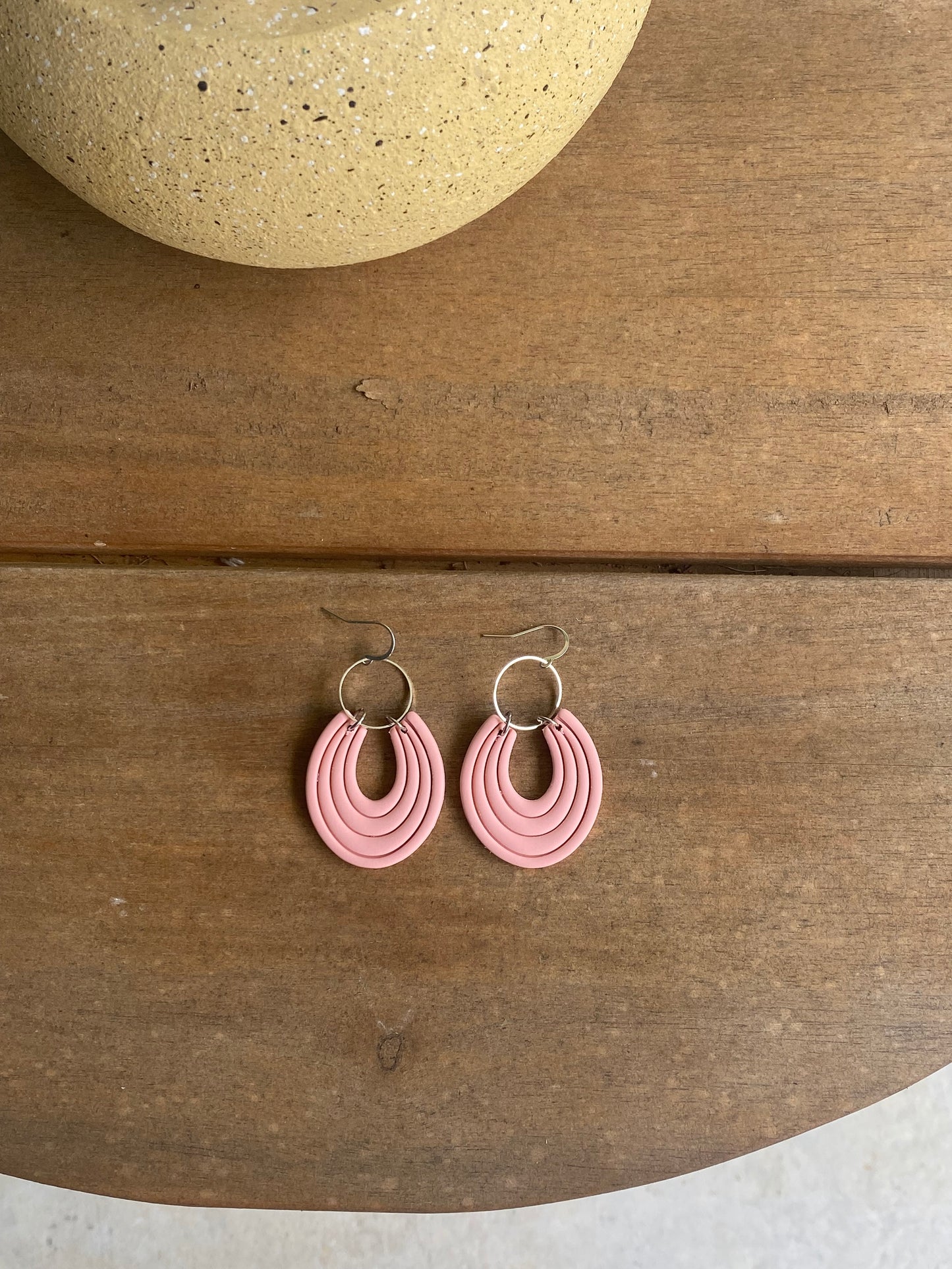 Peachy Pink Horseshoe Dangles