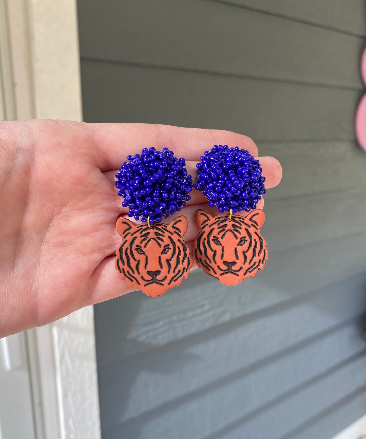 Beaded Tiger Earrings