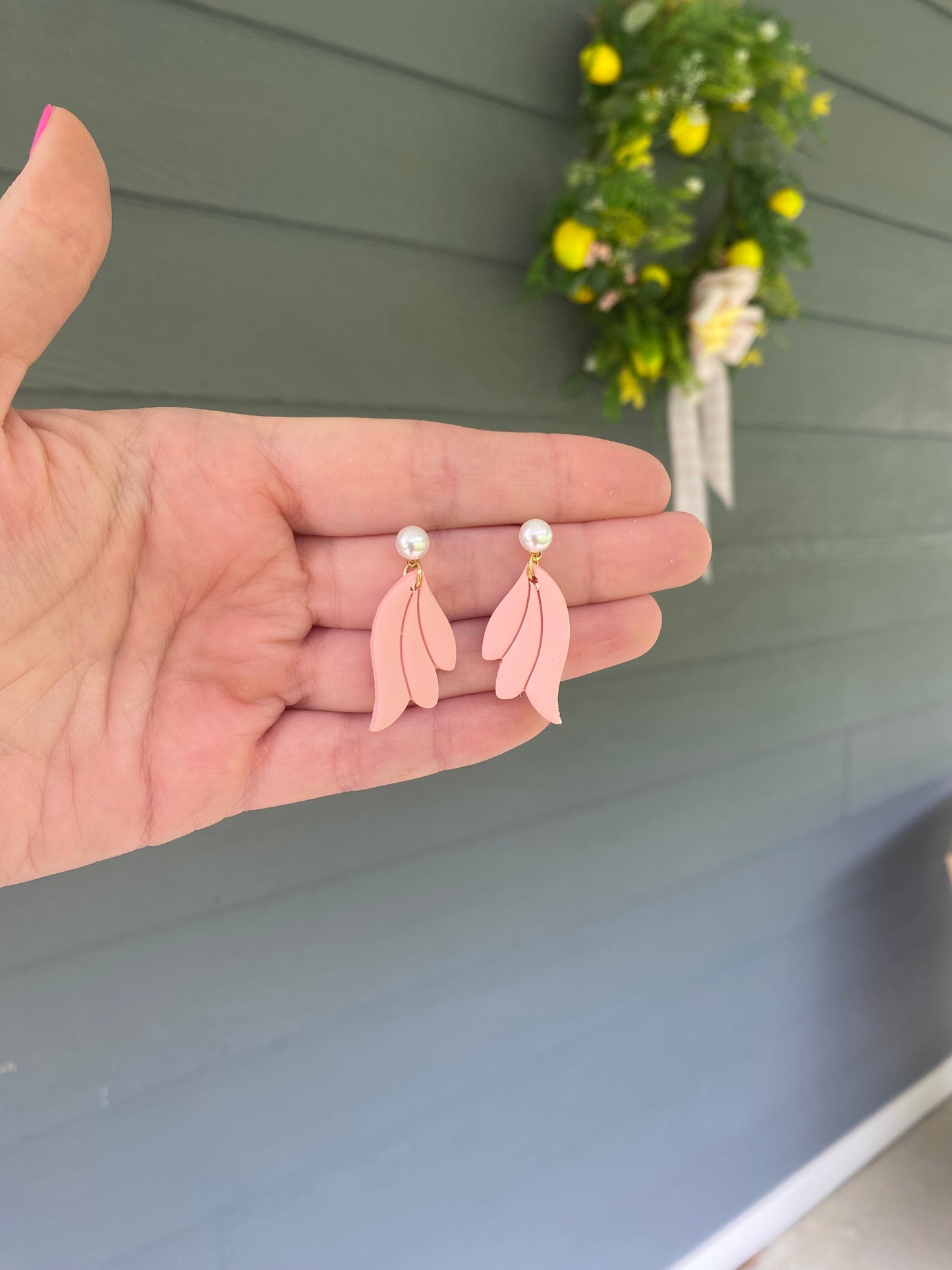 Peachy Pink Wing Studs