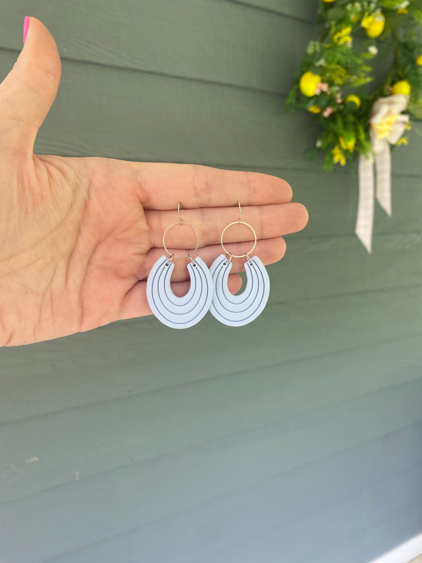 Blue Horseshoe Dangles