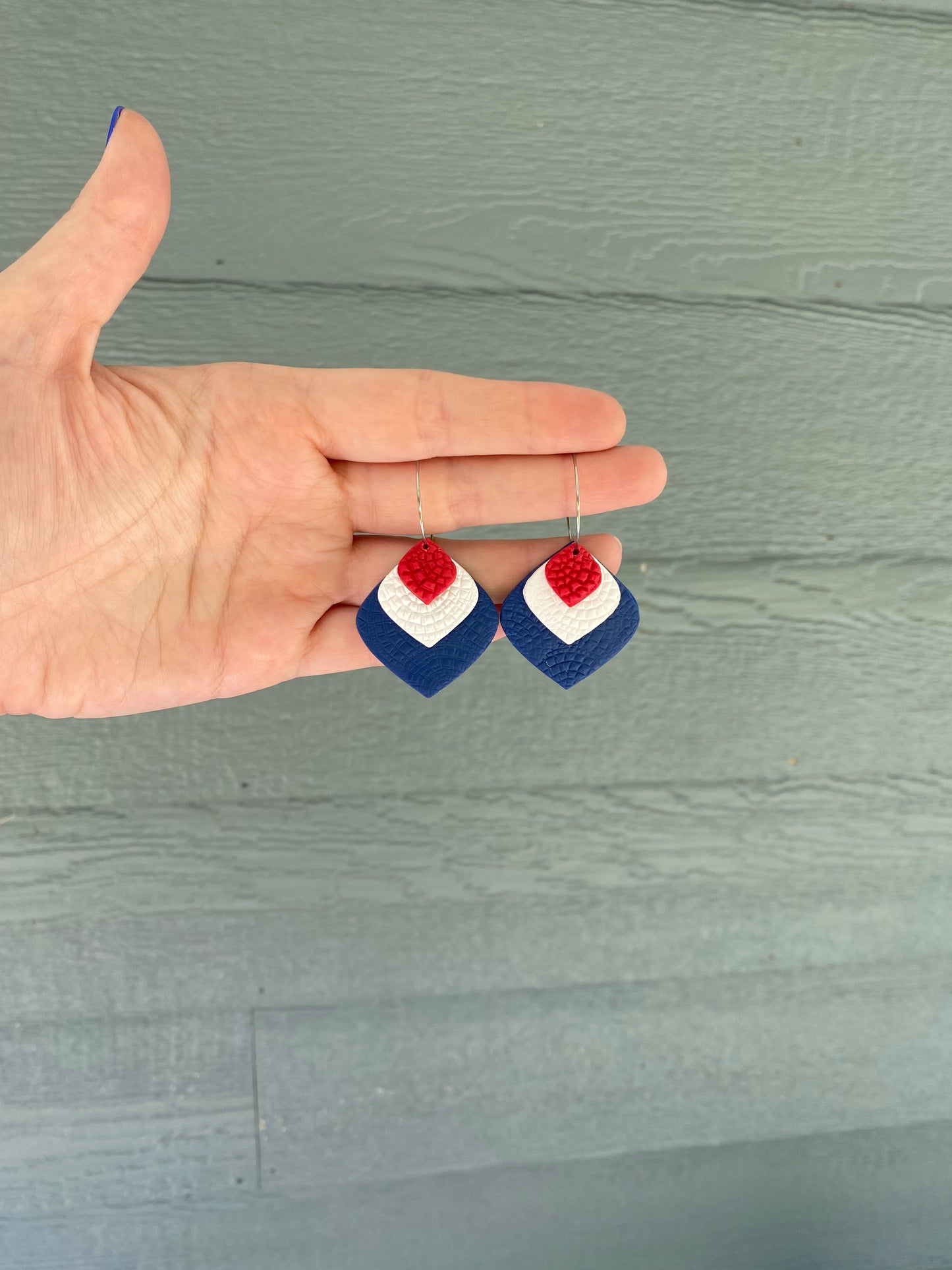 Red White & Blue Teardrop Hoops