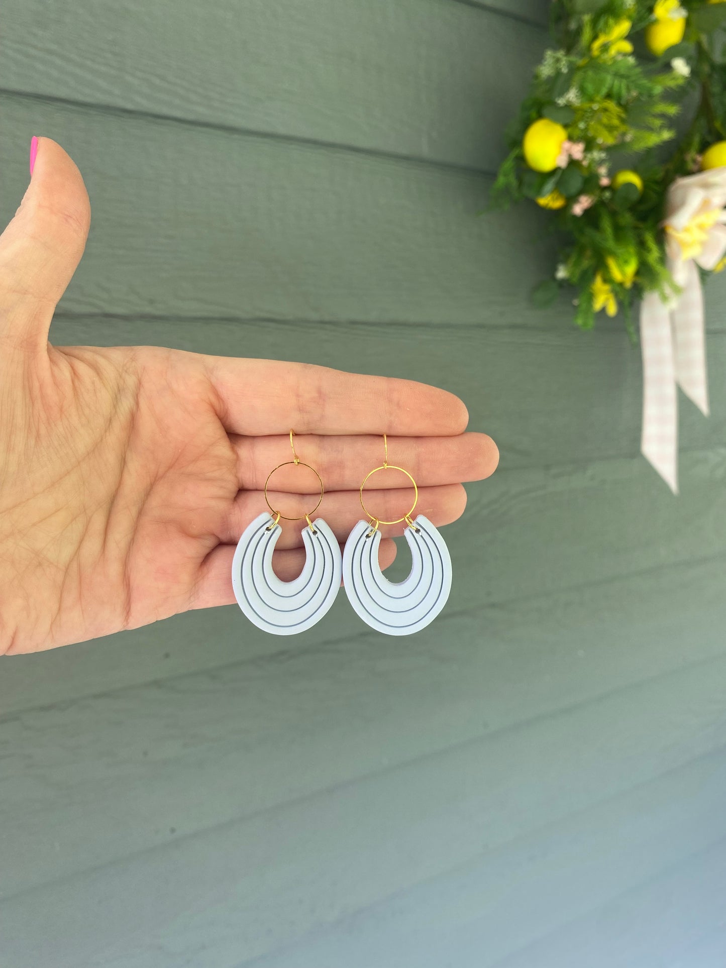 Blue Horseshoe Dangles