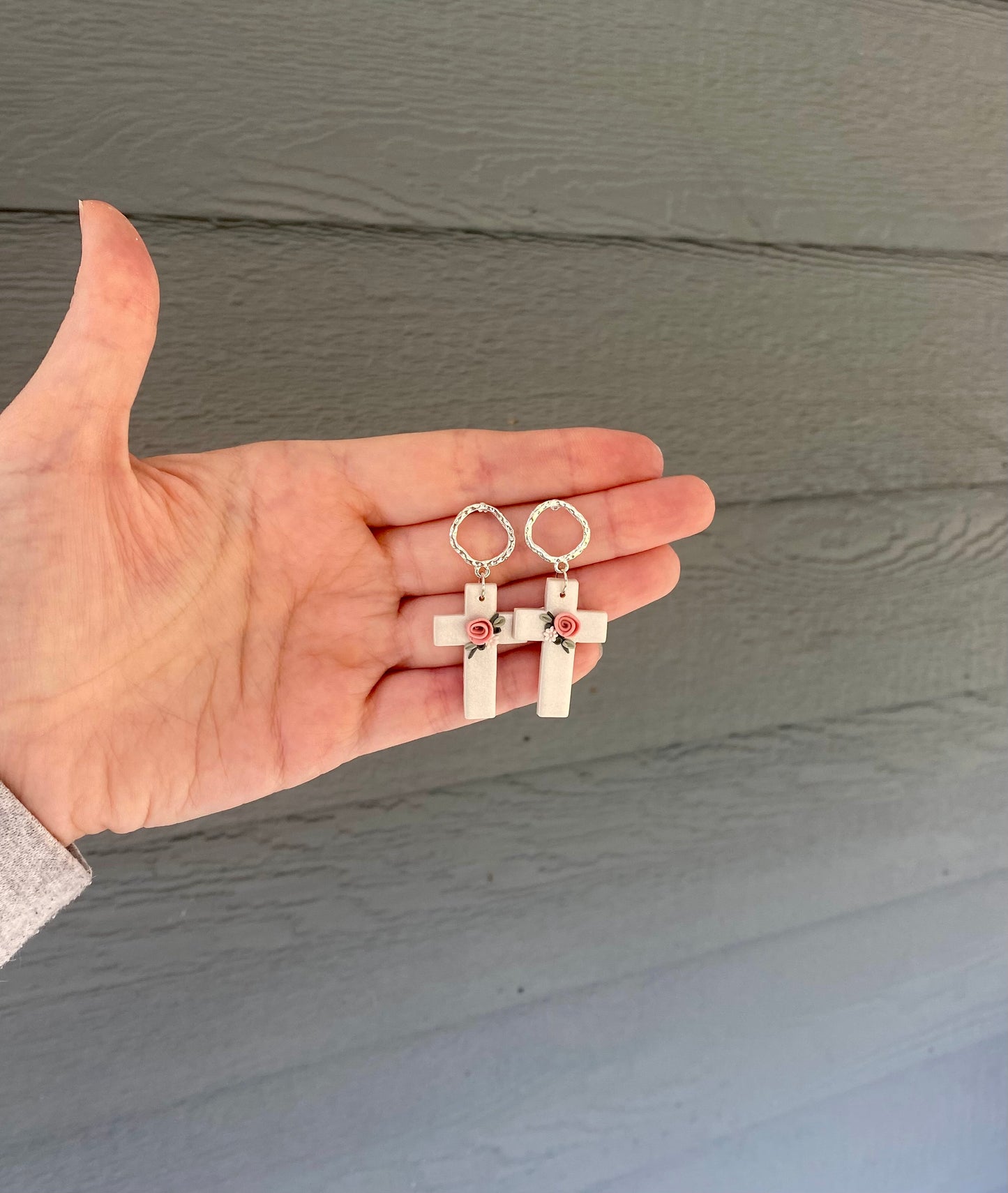 Rosette Cross Earrings