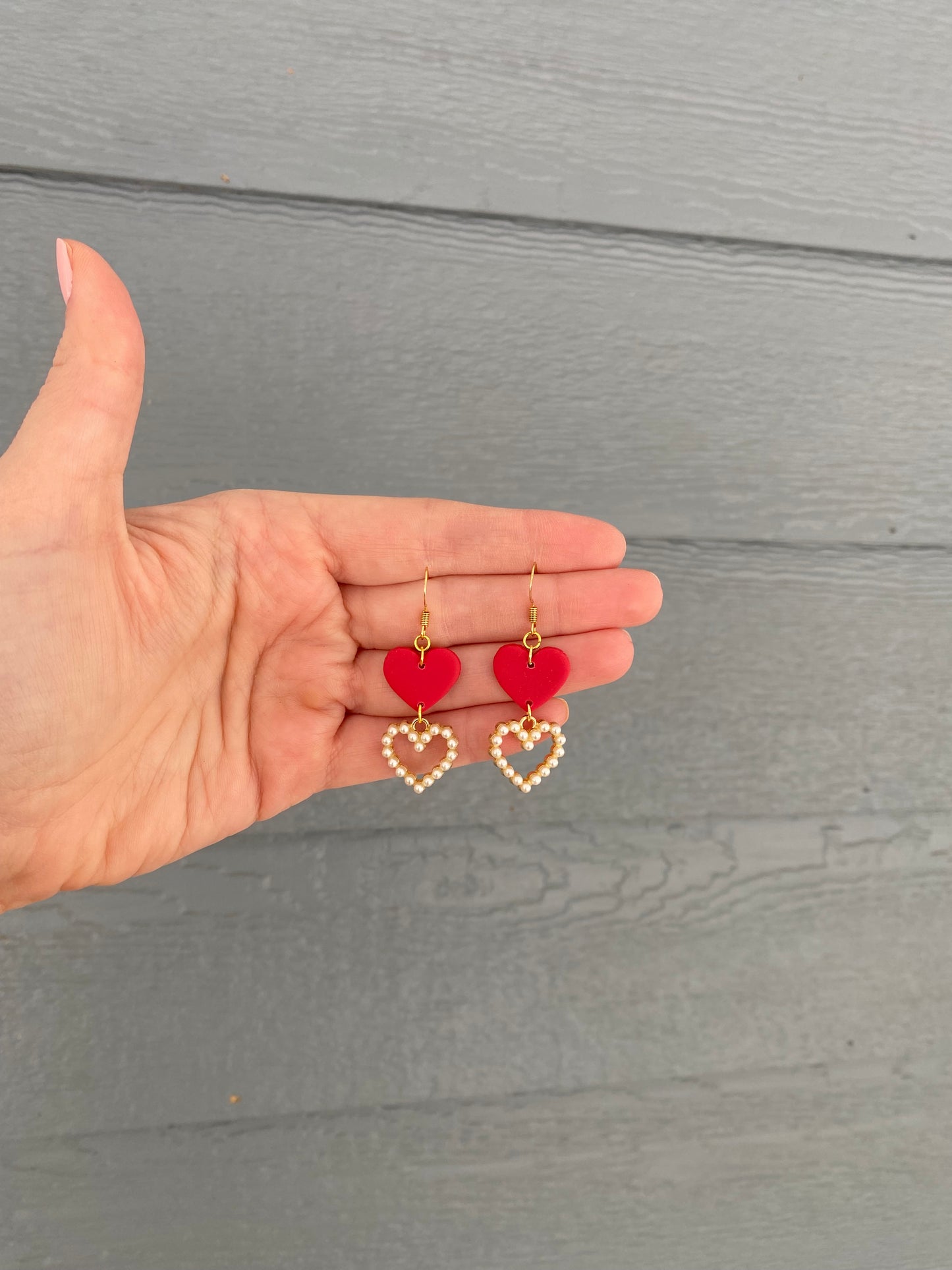 Red Heart Pearl Dangles