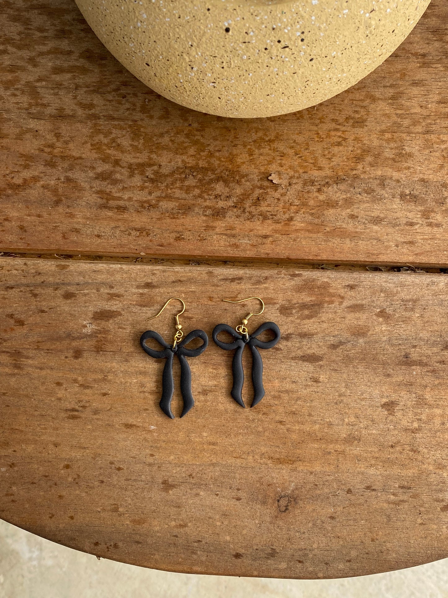 Black Ribbon Bow Dangles