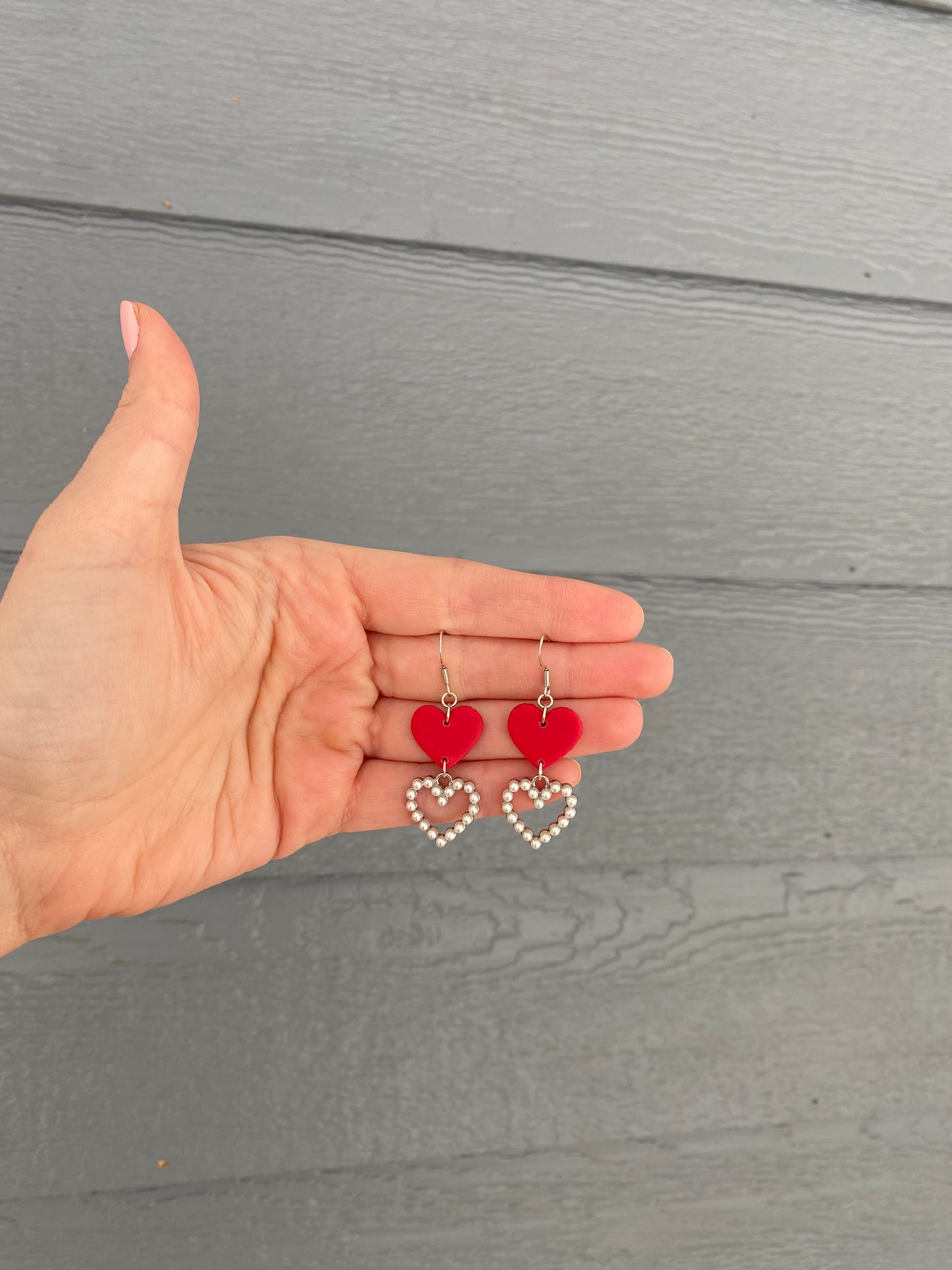 Red Heart Pearl Dangles