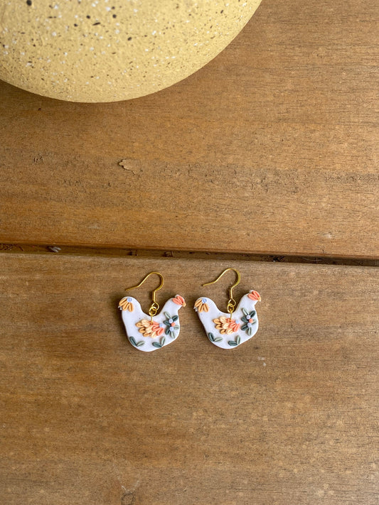 2D Floral Chickens