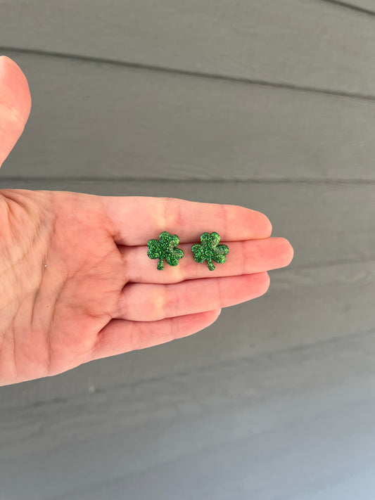 Glitter Shamrock Studs