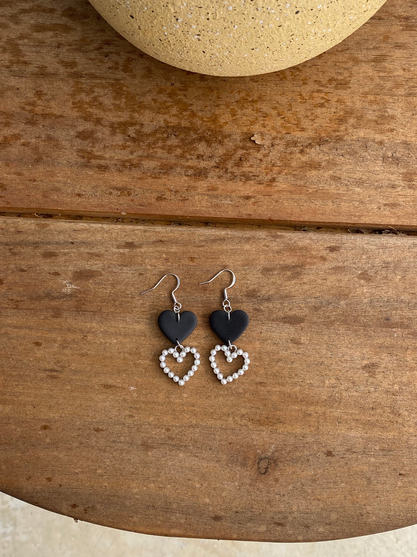 Black Heart Pearl Dangles