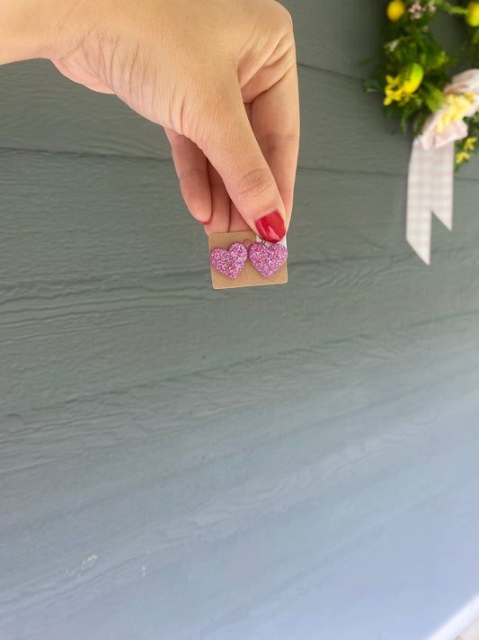 Glitter Heart Studs