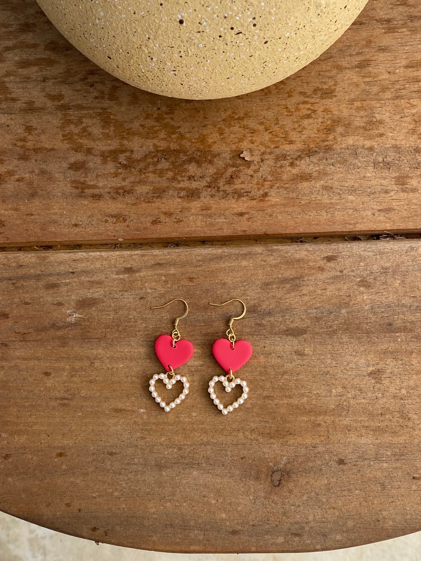 Red Heart Pearl Dangles