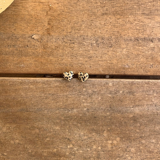 Leopard heart studs