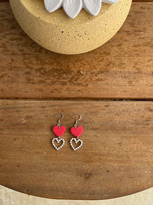 Red Heart Pearl Dangles