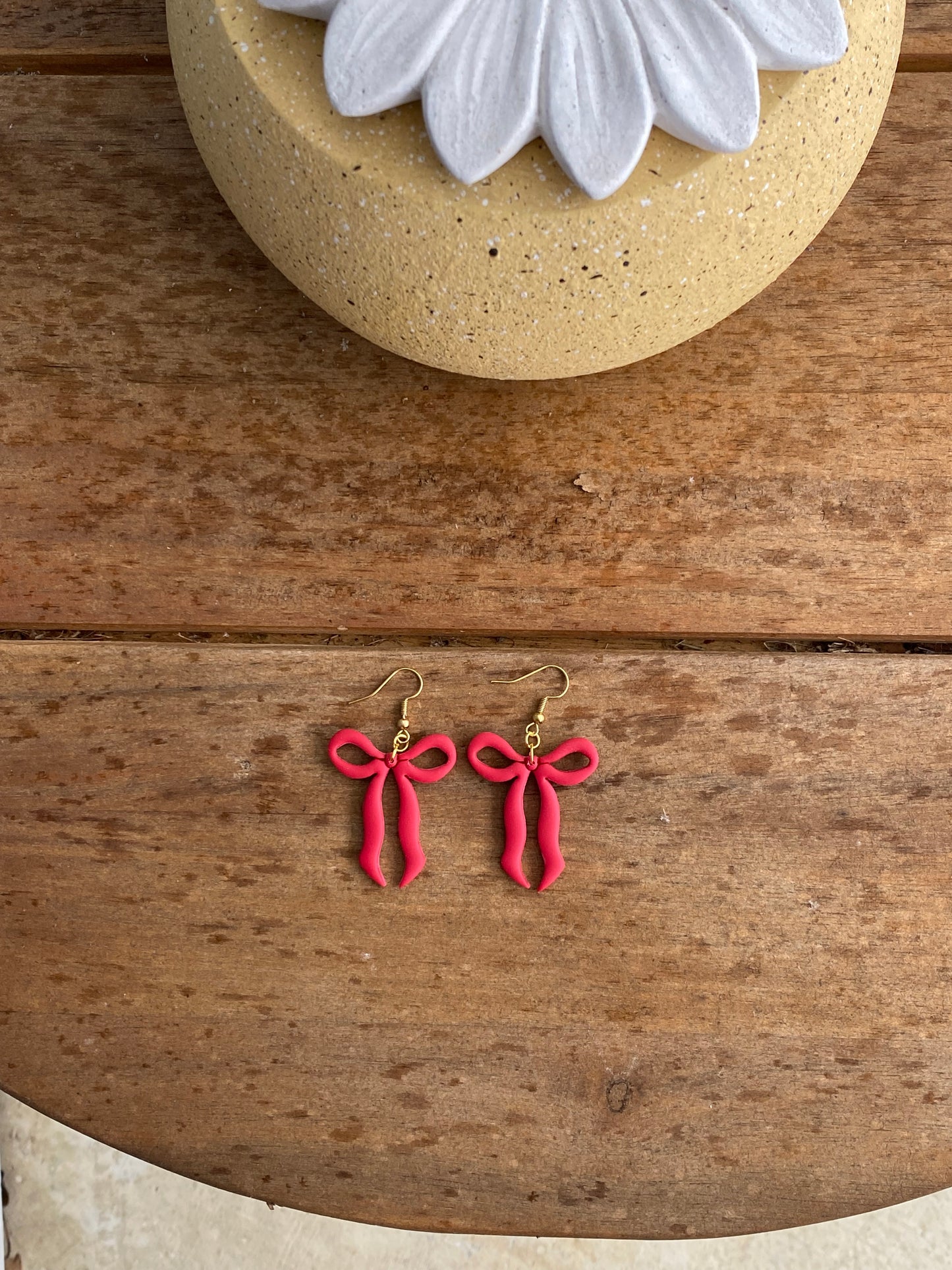 Red Ribbon Bow Dangles