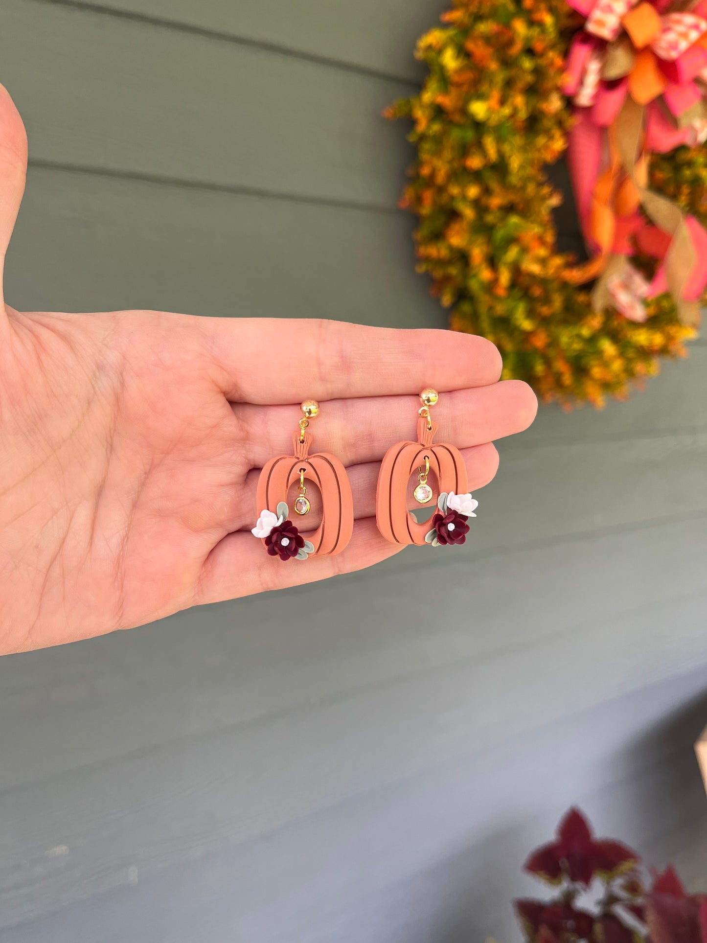 Floral Pumpkin Dangles