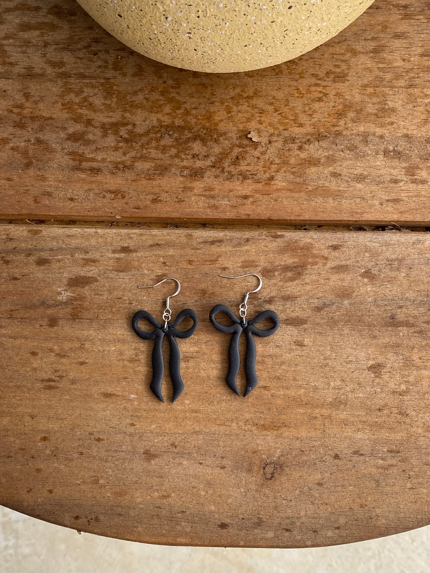 Black Ribbon Bow Dangles