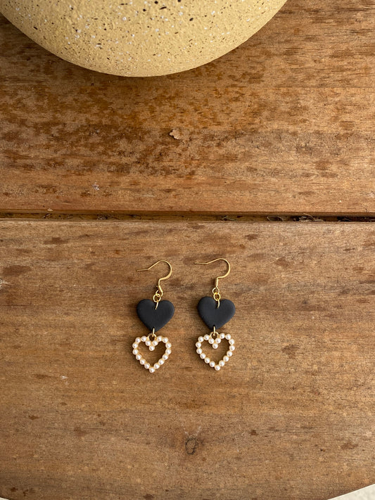 Black Heart Pearl Dangles